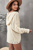 Zipper V-Neck Dropped Sleeve Hooded Solid Sweater